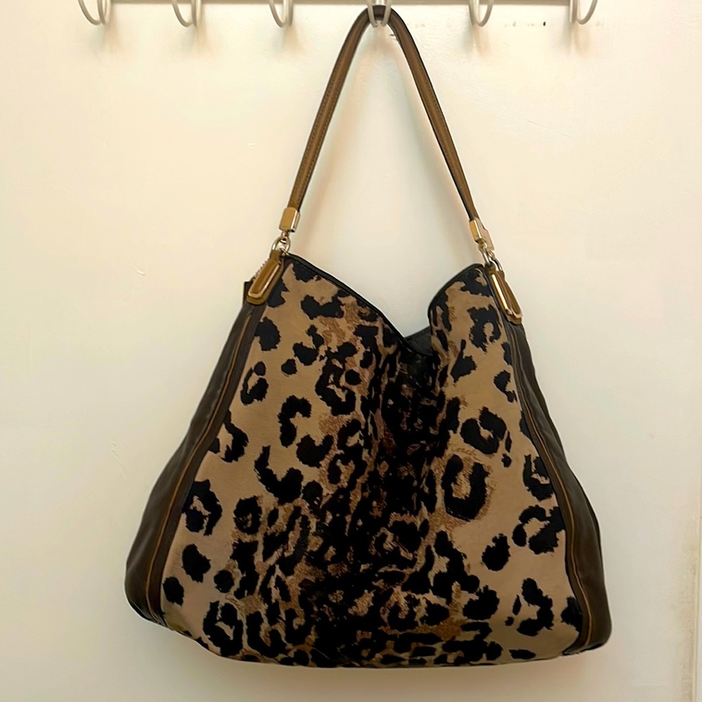 Coach leopard print shoulder bag